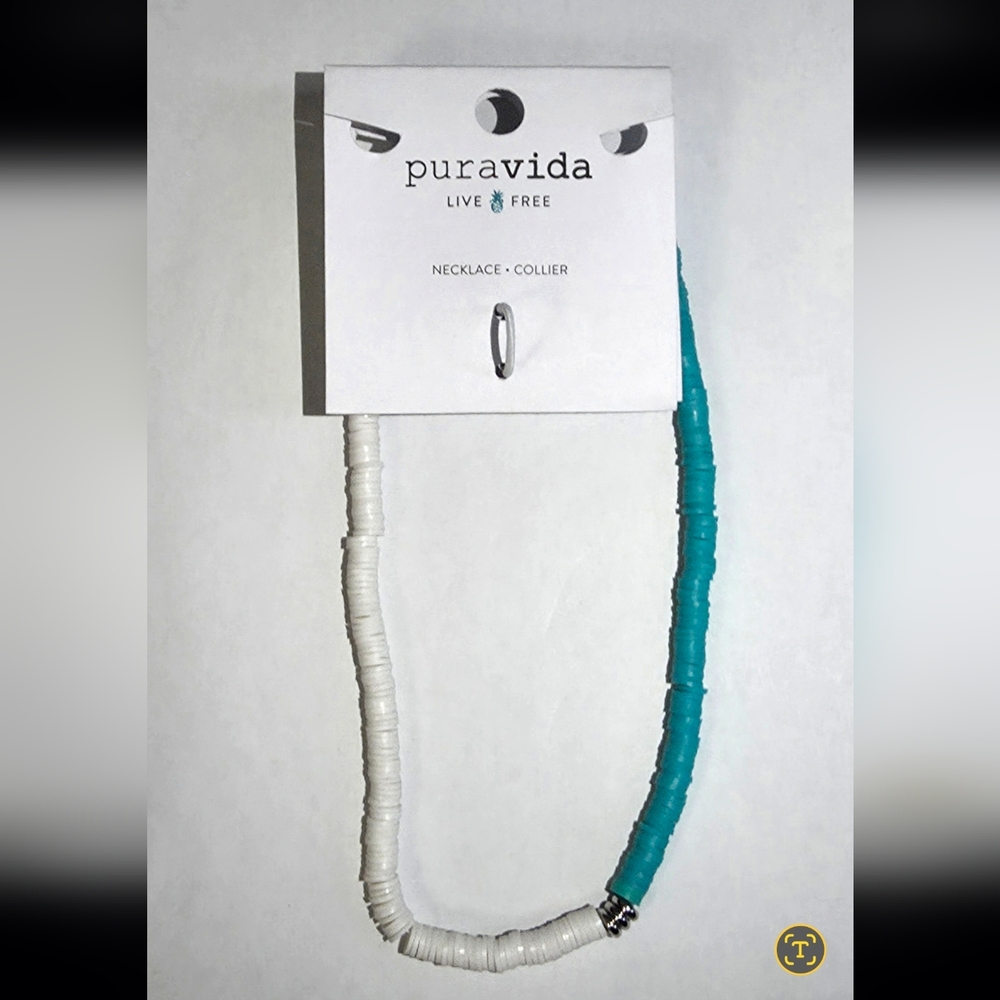 Pura Vida Turquoise and White Beaded Necklace